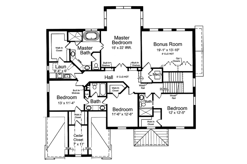 Home Plan - Floor Plan - Upper Floor for Classical House Plan #46-823 - 6 bed, 5.5 bath