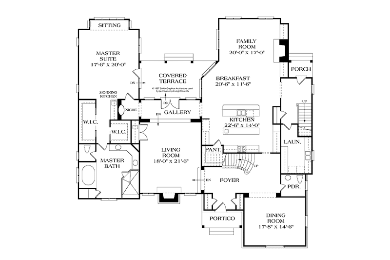 House Blueprint - Floor Plan - Main Floor for Country House Plan #453-248 - 5 bed, 4.5 bath