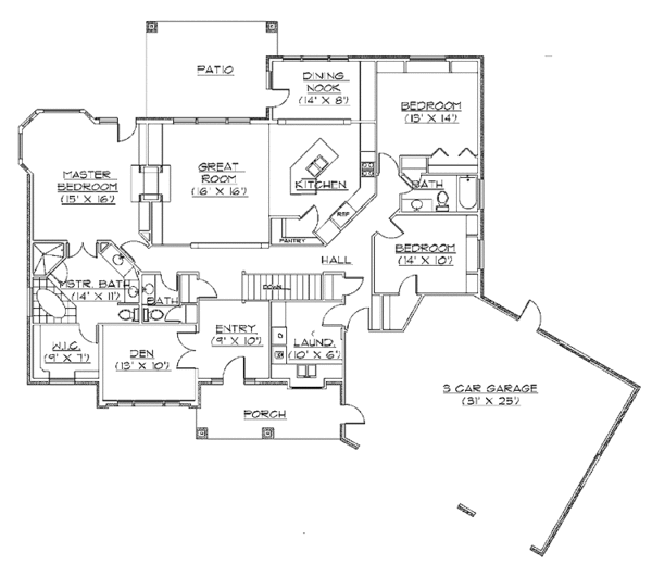 House Plan Design - Craftsman Floor Plan - Main Floor Plan #945-24