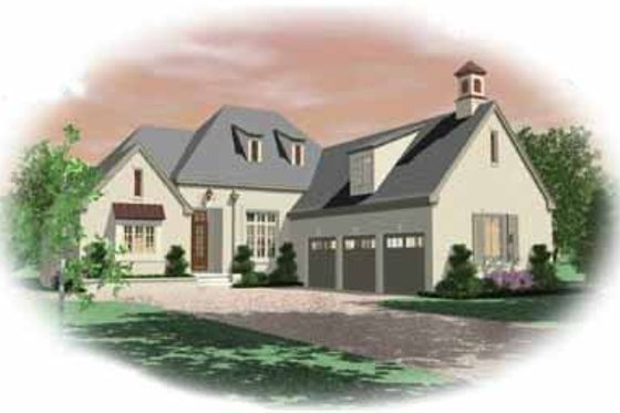 Exterior - Front Elevation for European House Plan #81-366 - 3 bed, 3 bath