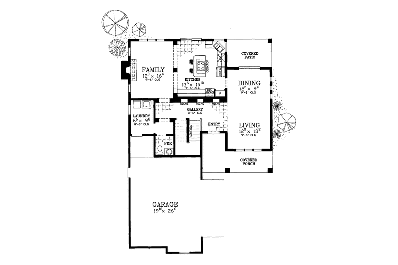 Dream House Plan - Floor Plan - Main Floor for Prairie House Plan #72-1127 - 3 bed, 2.5 bath
