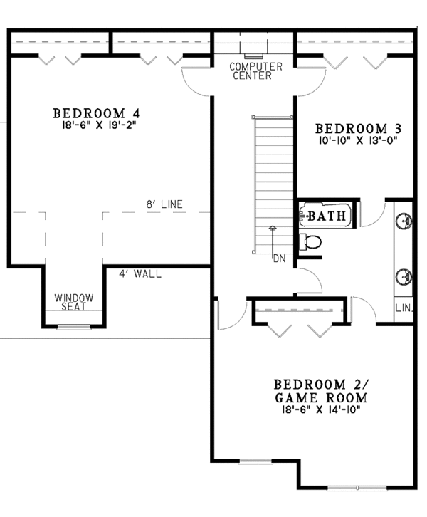House Design - Country Floor Plan - Upper Floor Plan #17-3071