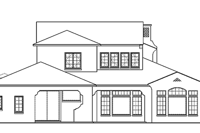 House Blueprint - Exterior - Rear Elevation for Mediterranean House Plan #1019-1 - 4 bed, 4 bath