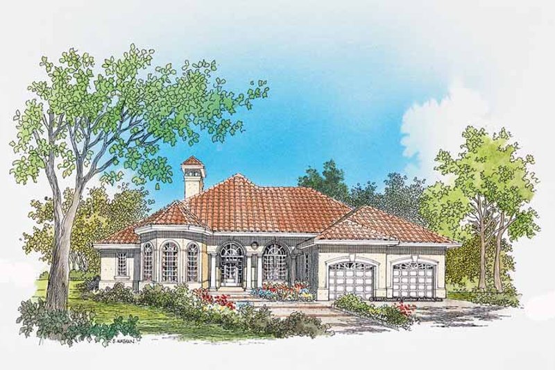House Blueprint - Mediterranean Exterior - Front Elevation Plan #929-295