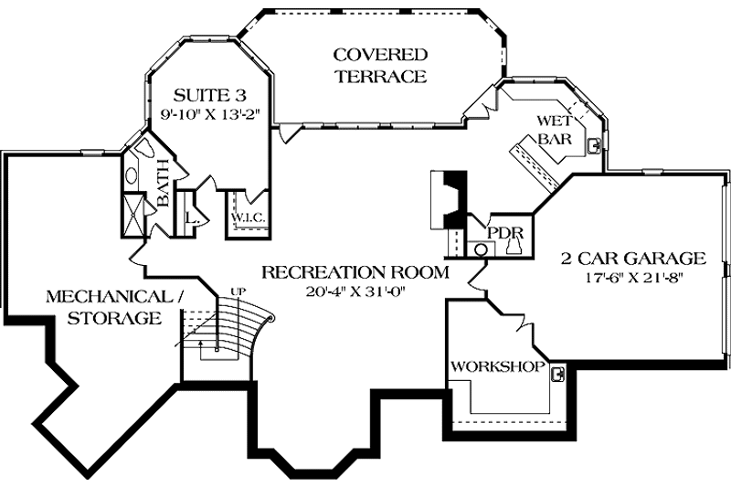Home Plan - Floor Plan - Lower Floor for Traditional House Plan #453-547 - 3 bed, 3 bath