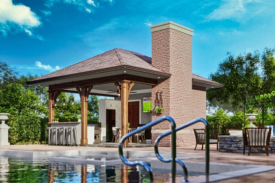 Exterior - Front Elevation 7 for Craftsman House Plan #54-584, 1 bath