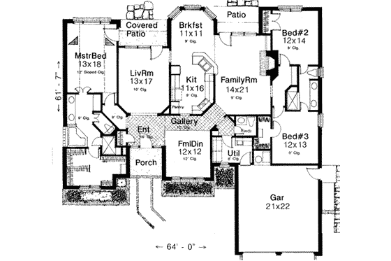 Floor Plan - Main Floor for European House Plan #310-124 - 3 bed, 2.5 bath
