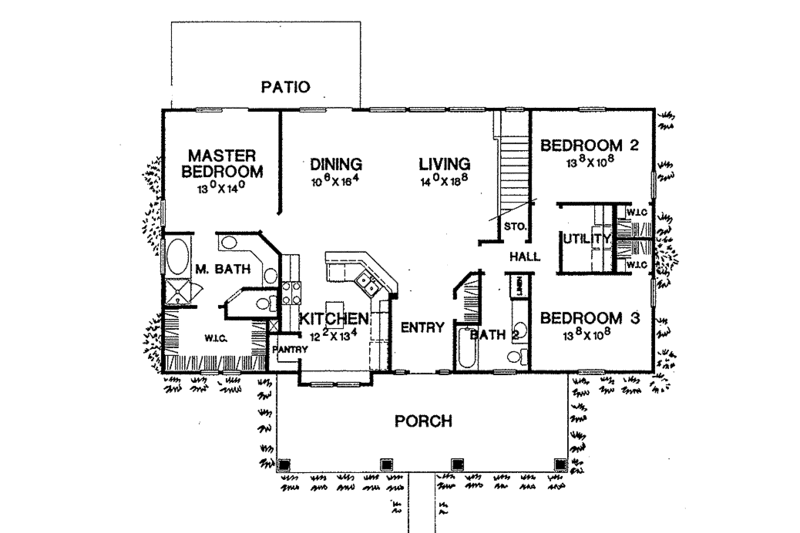 Home Plan - Floor Plan - Main Floor for Country House Plan #472-239 - 3 bed, 2 bath