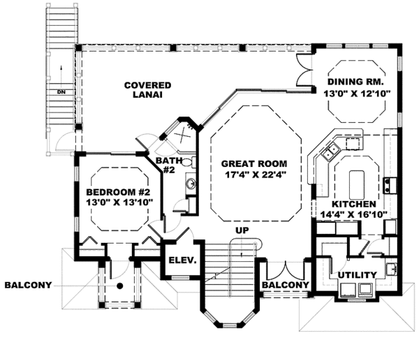 Architectural House Design - Mediterranean Floor Plan - Main Floor Plan #1017-134