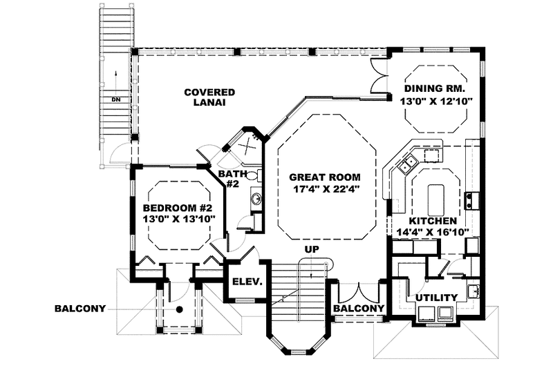 Architectural House Design - Floor Plan - Main Floor for Mediterranean House Plan #1017-134 - 3 bed, 3 bath
