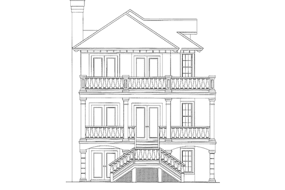 Exterior - Rear Elevation 1 for Mediterranean House Plan #930-79 - 3 bed, 2.5 bath