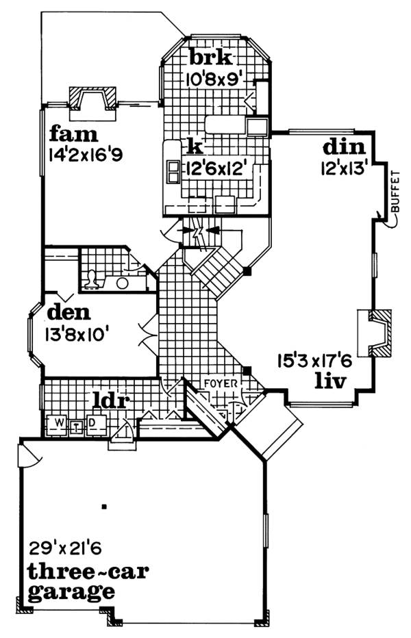 Architectural House Design - Contemporary Floor Plan - Main Floor Plan #47-1051