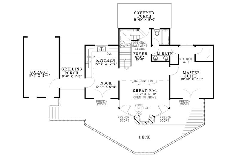 Home Plan - Floor Plan - Main Floor for Contemporary House Plan #17-3130 - 2 bed, 2 bath