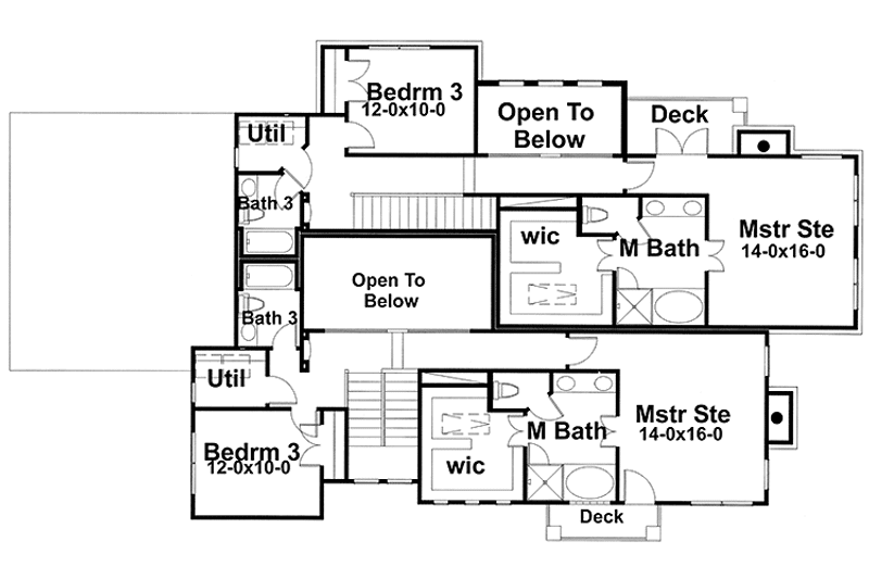 Home Plan - Floor Plan - Upper Floor for Mediterranean House Plan #120-225 - 3 bed, 3 bath