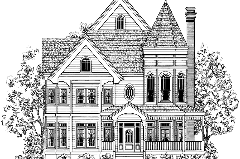 Architectural House Design - Victorian Exterior - Front Elevation Plan #1014-39