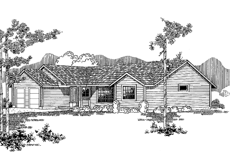 Dream House Plan - Exterior - Front Elevation 3 for Traditional House Plan #60-1036 - 3 bed, 2 bath