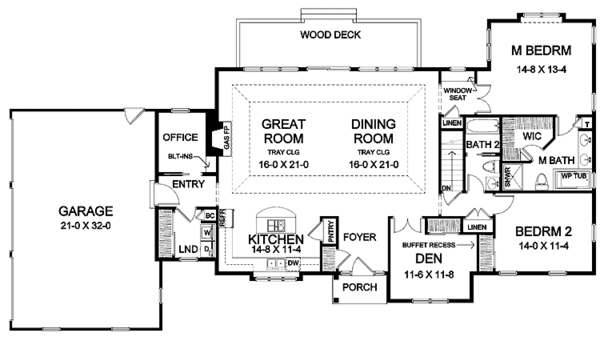 House Design - Ranch Floor Plan - Main Floor Plan #328-376