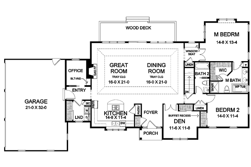 Dream House Plan - Floor Plan - Main Floor for Ranch House Plan #328-376 - 2 bed, 2 bath