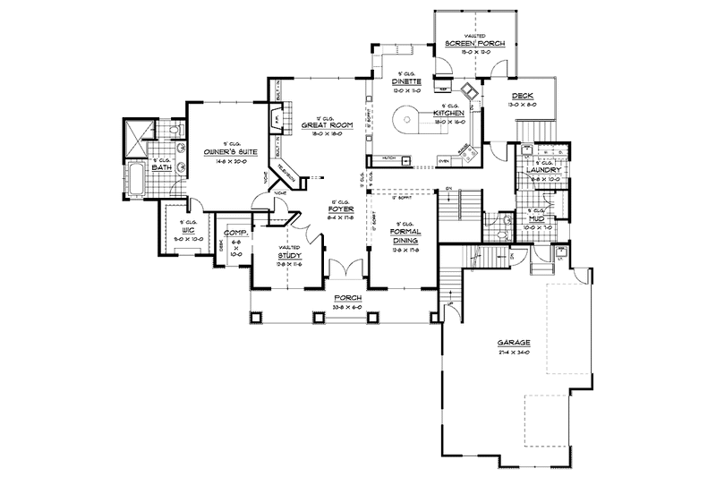 Home Plan - Floor Plan - Main Floor for Traditional House Plan #51-680 - 4 bed, 3.5 bath