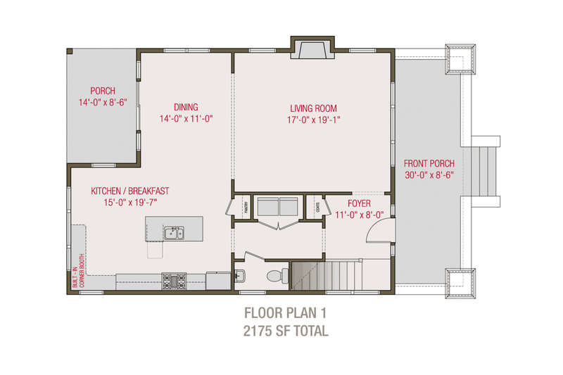 House Design - Floor Plan - Main Floor for Craftsman House Plan #461-68 - 3 bed, 2.5 bath