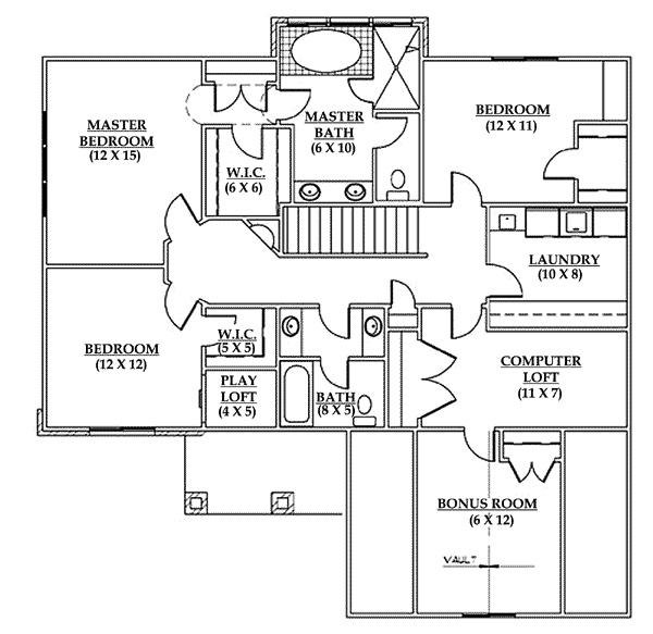 House Design - Country Floor Plan - Upper Floor Plan #5-182