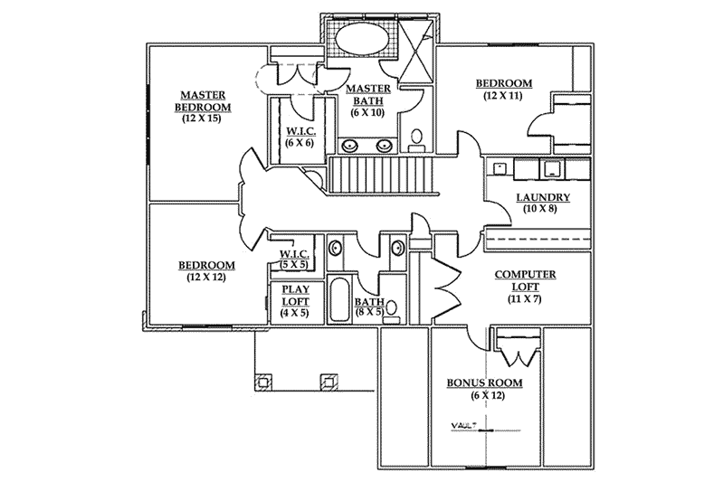 Dream House Plan - Floor Plan - Upper Floor for Country House Plan #5-182 - 3 bed, 2.5 bath