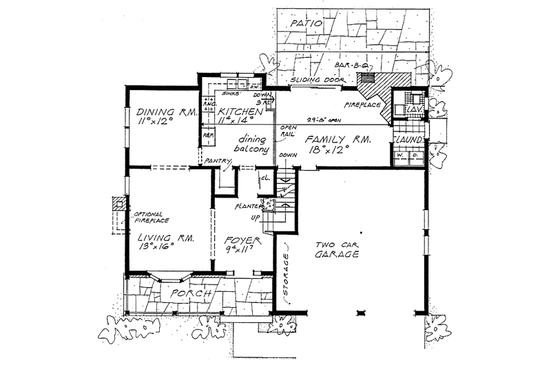 Architectural House Design - Floor Plan - Main Floor for Contemporary House Plan #315-123 - 4 bed, 2.5 bath