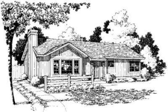 Exterior - Front Elevation for Ranch House Plan #312-408 - 3 bed, 1 bath