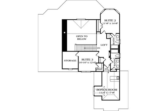 Floor Plan - Upper Floor for Country House Plan #453-29 - 3 bed, 3.5 bath