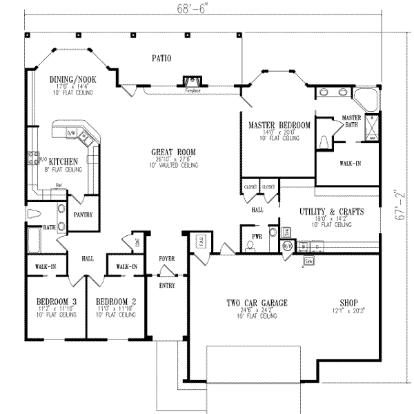 Mediterranean Floor Plan - Main Floor Plan #1-675