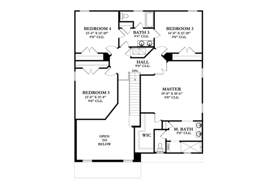 Floor Plan - Upper Floor for Mediterranean House Plan #1058-66 - 5 bed, 3 bath