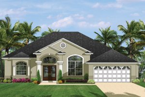 Exterior - Front Elevation 4 for Mediterranean House Plan #1058-39 - 3 bed, 2 bath