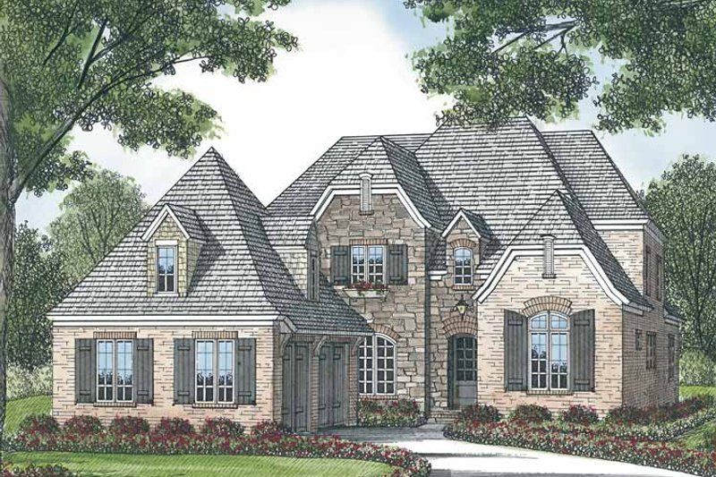 House Blueprint - Exterior - Front Elevation 3 for European House Plan #453-576 - 4 bed, 4.5 bath