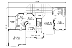 Floor Plan - Main Floor for Traditional House Plan #57-187 - 4 bed, 3.5 bath