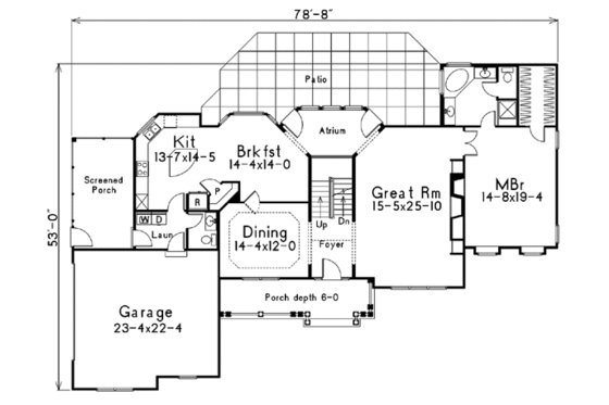 Floor Plan - Main Floor for Traditional House Plan #57-187 - 4 bed, 3.5 bath