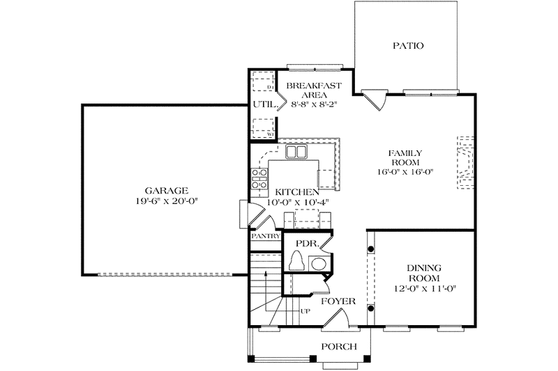 Dream House Plan - Floor Plan - Main Floor for Colonial House Plan #453-277 - 3 bed, 2.5 bath
