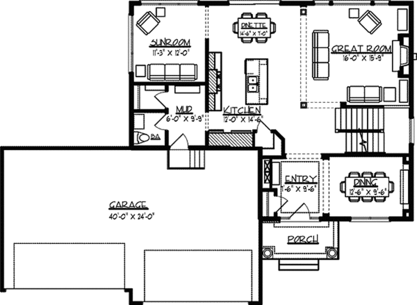 Architectural House Design - Traditional Floor Plan - Main Floor Plan #320-1477