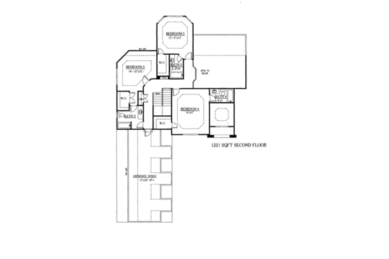 Floor Plan - Upper Floor for European House Plan #437-50 - 4 bed, 4.5 bath
