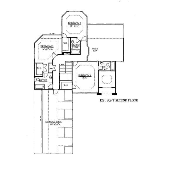 House Blueprint - European Floor Plan - Upper Floor Plan #437-50