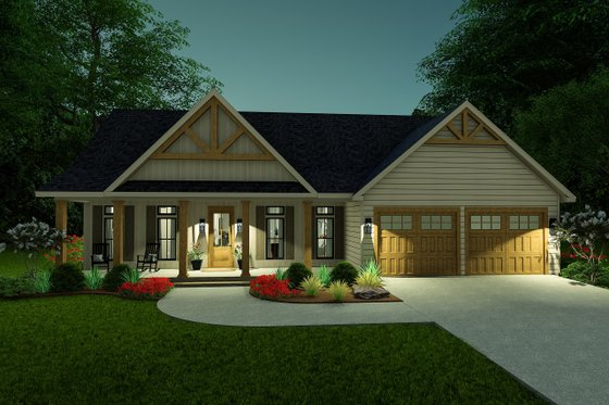 Exterior - Front Elevation 3 for Craftsman House Plan #406-9673 - 3 bed, 2.5 bath