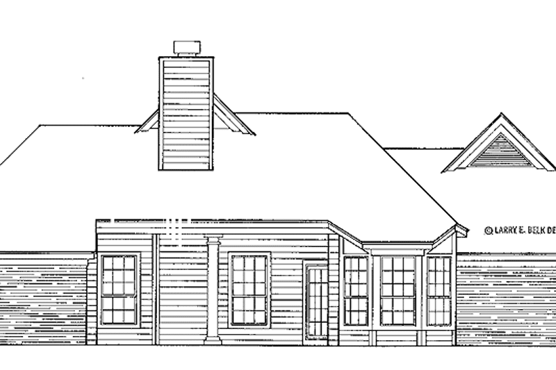 House Blueprint - Exterior - Rear Elevation for European House Plan #952-158 - 3 bed, 2 bath