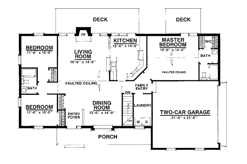 House Blueprint - Floor Plan - Main Floor for Country House Plan #1016-41 - 3 bed, 2 bath