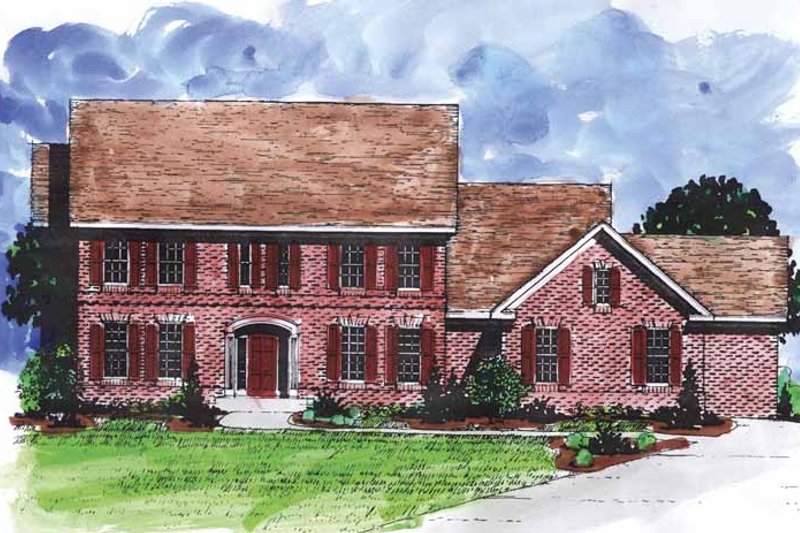 House Blueprint - Colonial Exterior - Front Elevation Plan #320-896