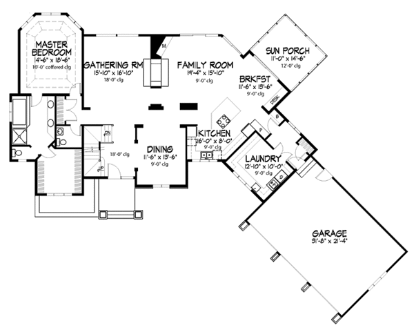 Architectural House Design - Traditional Floor Plan - Main Floor Plan #320-887