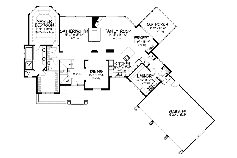 Home Plan - Floor Plan - Main Floor for Traditional House Plan #320-887 - 4 bed, 3.5 bath