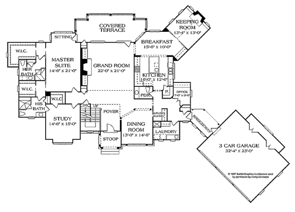 Dream House Plan - Country Floor Plan - Main Floor Plan #453-237