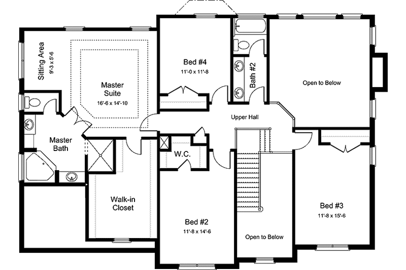 Dream House Plan - Floor Plan - Upper Floor for Country House Plan #994-27 - 4 bed, 2.5 bath