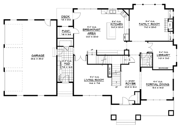 Architectural House Design - Colonial Floor Plan - Main Floor Plan #51-683