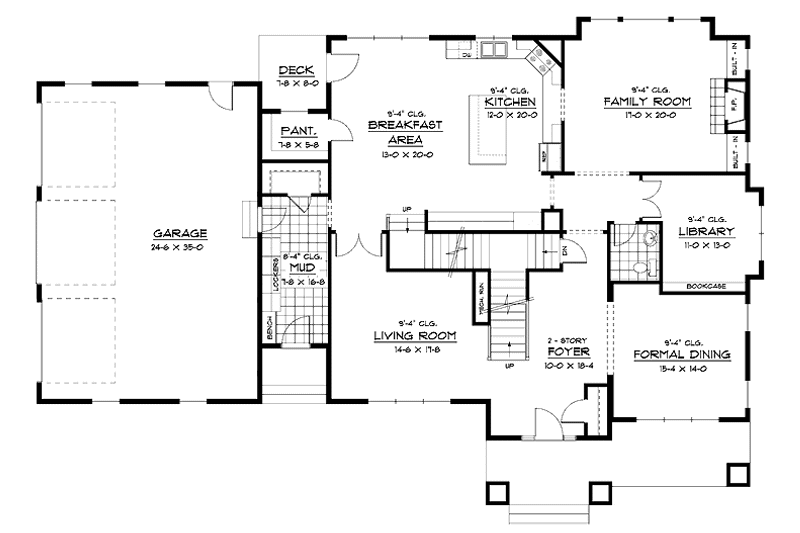 Home Plan - Floor Plan - Main Floor for Colonial House Plan #51-683 - 5 bed, 3.5 bath