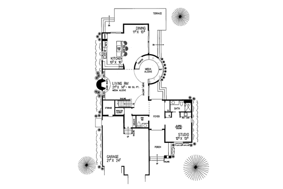 Floor Plan - Main Floor for Contemporary House Plan #72-904 - 3 bed, 3.5 bath